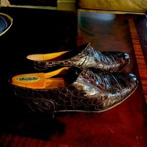 SALVATORE FERRAGAMO MEN CROCODILE/ALLIGATOR OXFOD SHOES SZ 10-1/2 Brown